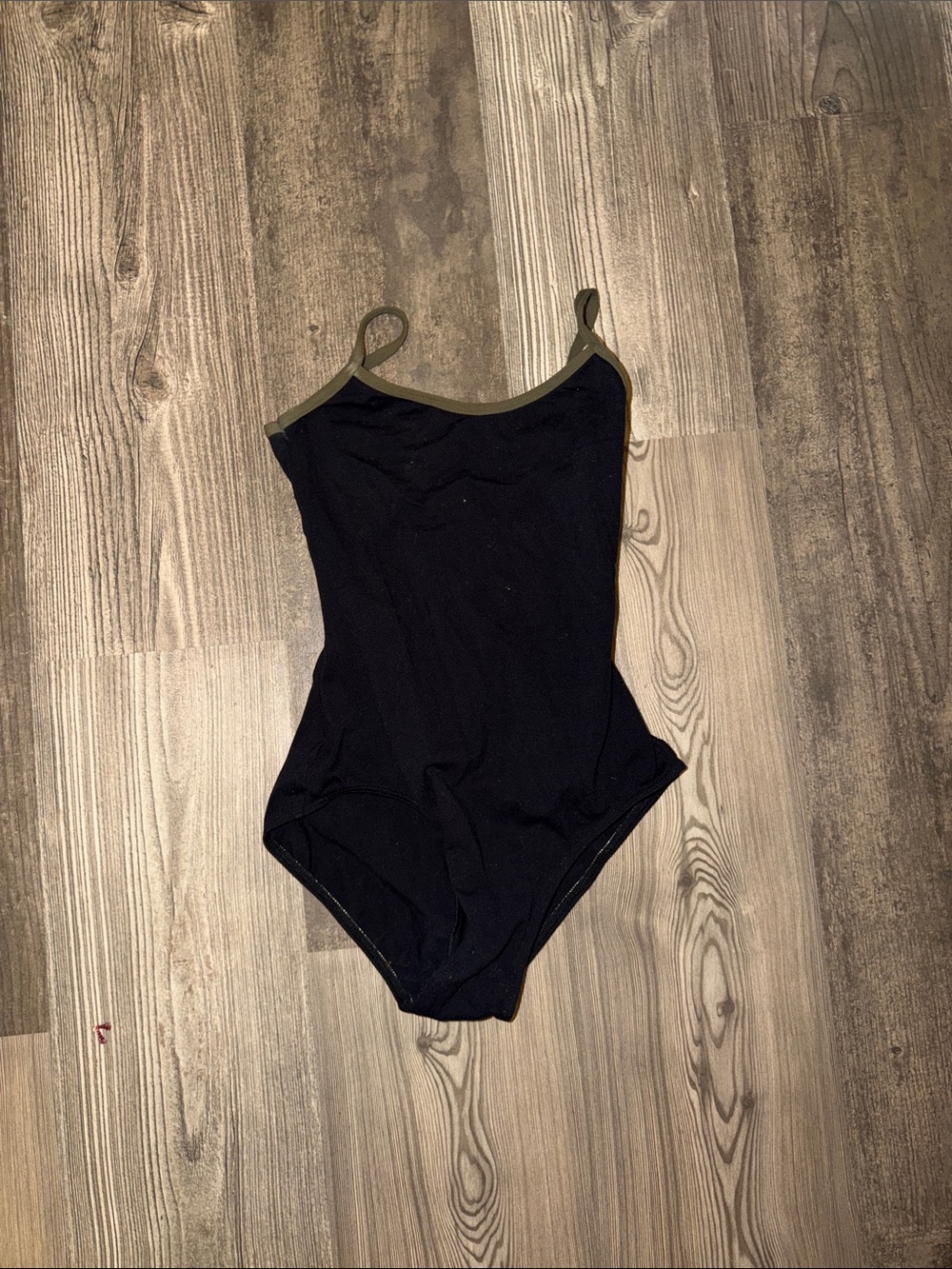 Women’s Black Dance Leotard  with Olive Trim